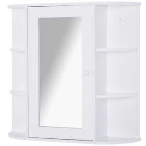 MOBILETTO PENSILE CON SPECCHIO E MENSOLE PER BAGNO 66X17X63 CM IN LEGNO BIANCO