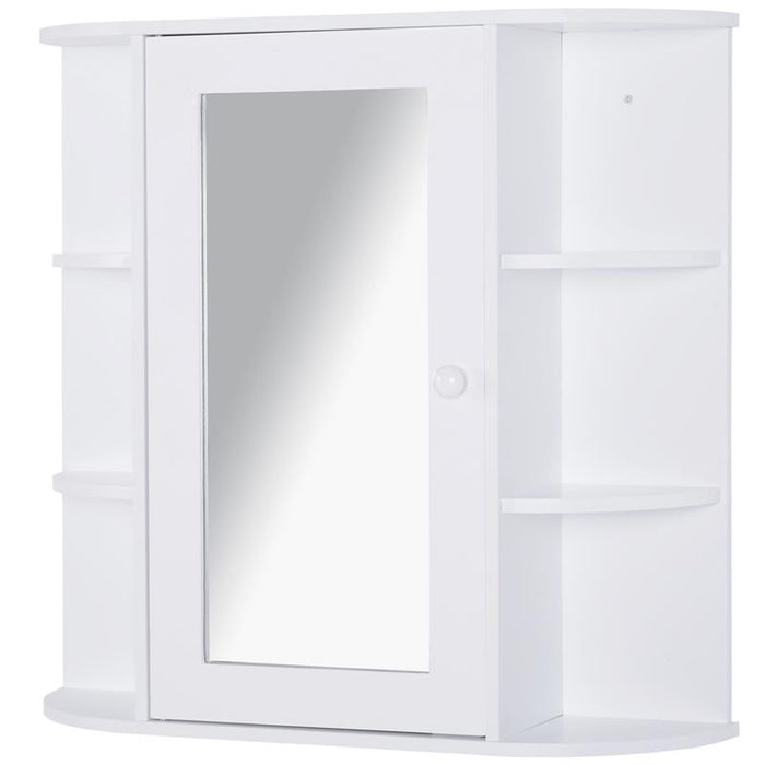 MOBILETTO PENSILE CON SPECCHIO E MENSOLE PER BAGNO 66X17X63 CM IN LEGNO BIANCO