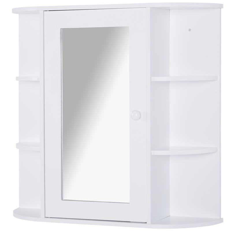MOBILETTO PENSILE CON SPECCHIO E MENSOLE PER BAGNO 66X17X63 CM IN LEGNO BIANCO