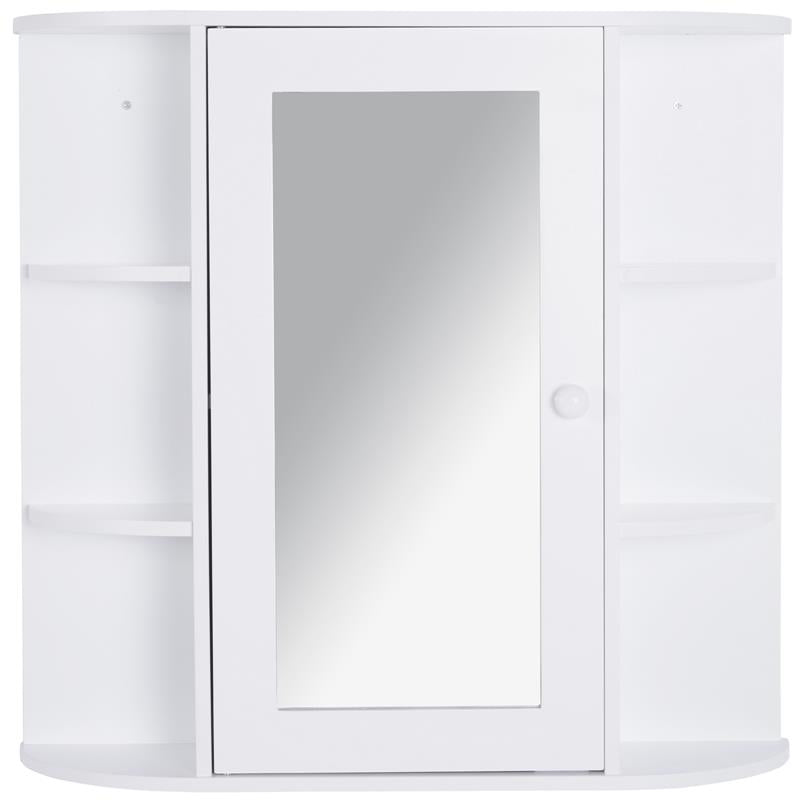 MOBILETTO PENSILE CON SPECCHIO E MENSOLE PER BAGNO 66X17X63 CM IN LEGNO BIANCO