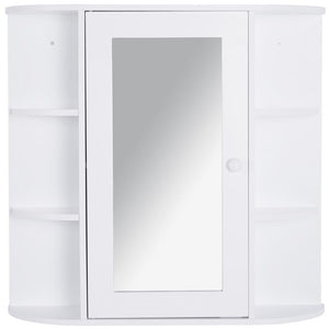 MOBILETTO PENSILE CON SPECCHIO E MENSOLE PER BAGNO 66X17X63 CM IN LEGNO BIANCO