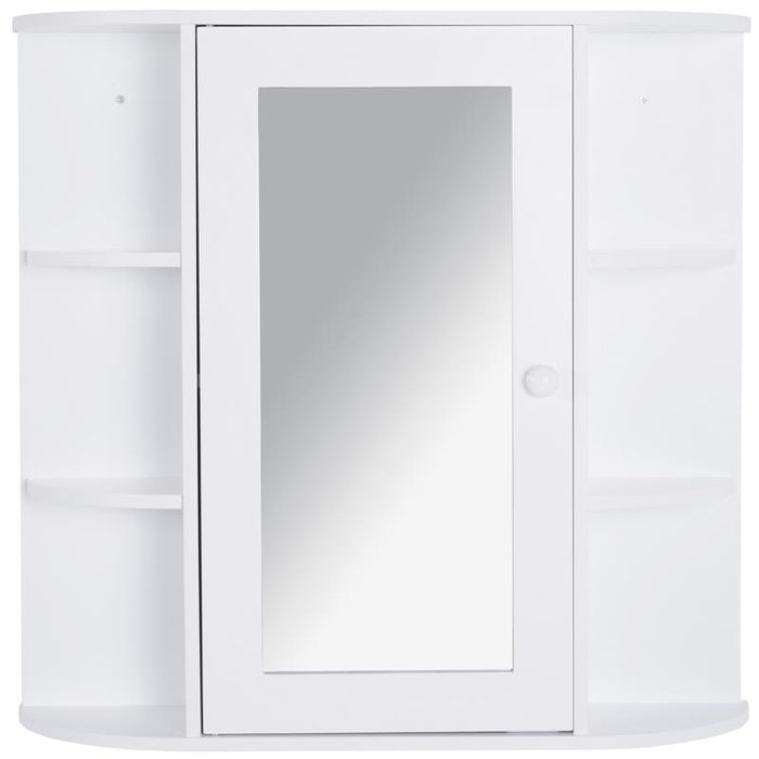 MOBILETTO PENSILE CON SPECCHIO E MENSOLE PER BAGNO 66X17X63 CM IN LEGNO BIANCO