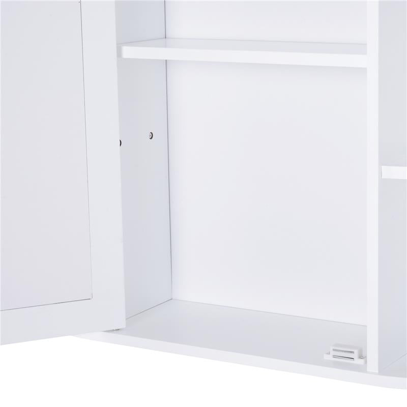 MOBILETTO PENSILE CON SPECCHIO E MENSOLE PER BAGNO 66X17X63 CM IN LEGNO BIANCO