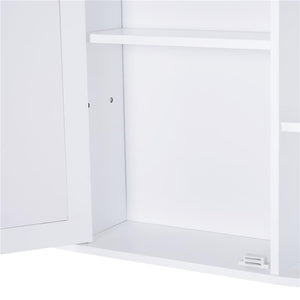 MOBILETTO PENSILE CON SPECCHIO E MENSOLE PER BAGNO 66X17X63 CM IN LEGNO BIANCO