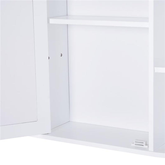 MOBILETTO PENSILE CON SPECCHIO E MENSOLE PER BAGNO 66X17X63 CM IN LEGNO BIANCO