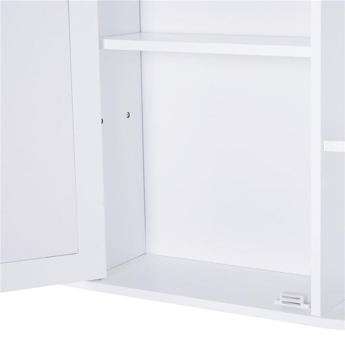 MOBILETTO PENSILE CON SPECCHIO E MENSOLE PER BAGNO 66X17X63 CM IN LEGNO BIANCO