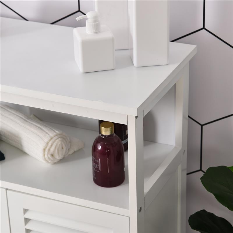 MOBILETTO DA BAGNO IMPERMEABILE CON 2 RIPIANI E ARMADIETTO MDF BIANCO