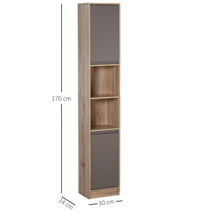 MOBILETTO PER BAGNO IN LEGNO CON 2 ARMADIETTI E 6 RIPIANI 30 X 24 X 170 CM