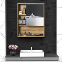 ARMADIETTO A SPECCHIO PER BAGNO CON SCAFFALE REGOLABILE 60X15X76 CM ROVERE