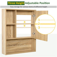 ARMADIETTO A SPECCHIO PER BAGNO CON SCAFFALE REGOLABILE 60X15X76 CM ROVERE