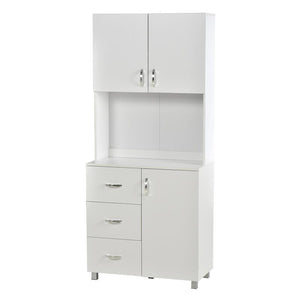 CREDENZA IN LEGNO CON 2 ARMADIETTI 1 RIPIANO APERTO E 3 CASSETTI BIANCO