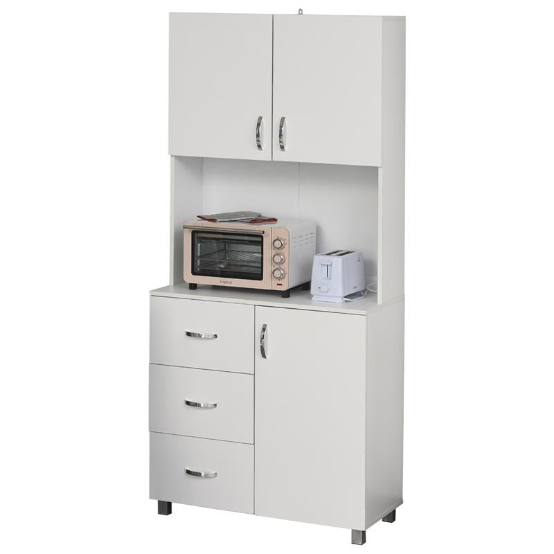 CREDENZA IN LEGNO CON 2 ARMADIETTI 1 RIPIANO APERTO E 3 CASSETTI BIANCO