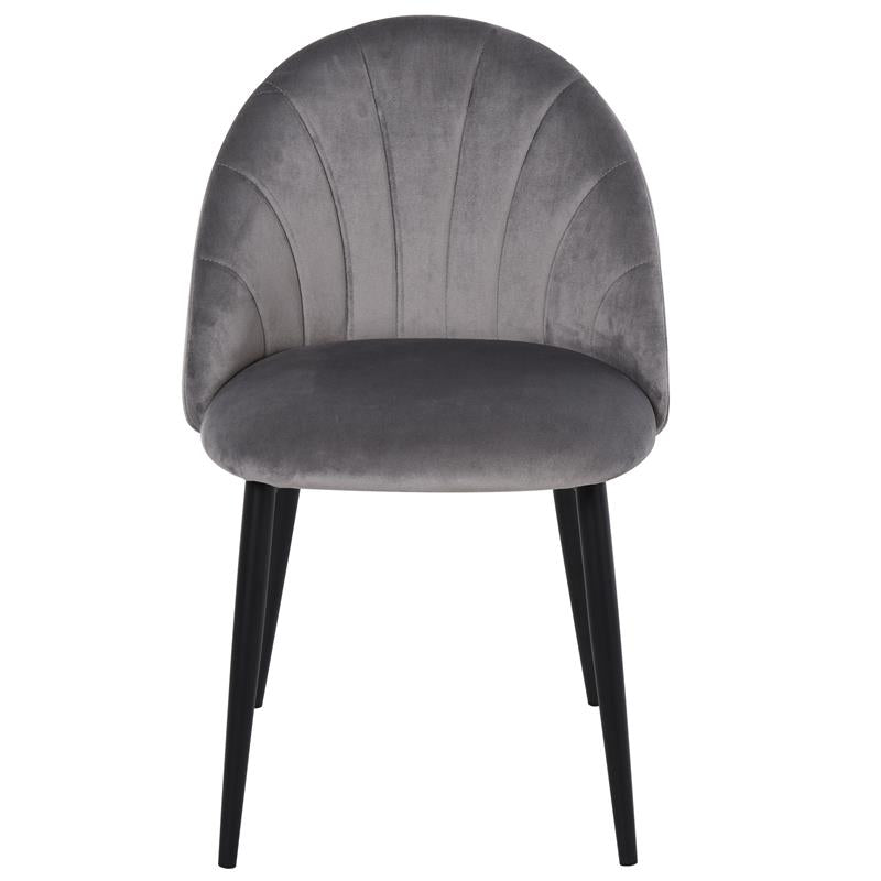 SET 2 SEDIE IMBOTTITE CON DESIGN NORDICO IN METALLO E VELLUTO GRIGIO