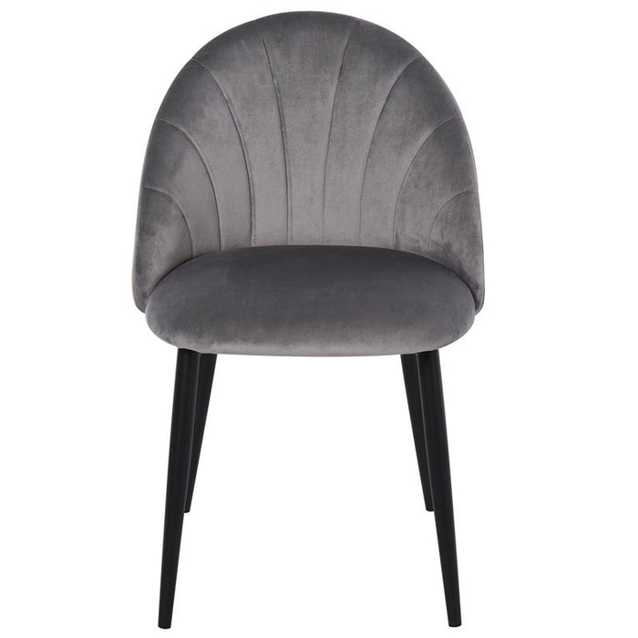 SET 2 SEDIE IMBOTTITE CON DESIGN NORDICO IN METALLO E VELLUTO GRIGIO