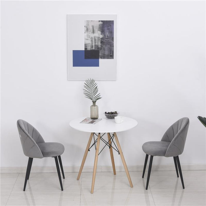 SET 2 SEDIE IMBOTTITE CON DESIGN NORDICO IN METALLO E VELLUTO GRIGIO