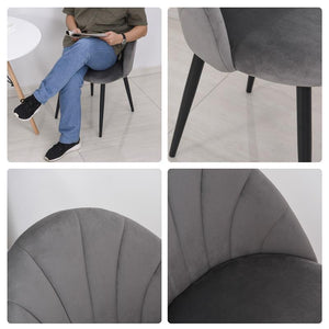 SET 2 SEDIE IMBOTTITE CON DESIGN NORDICO IN METALLO E VELLUTO GRIGIO