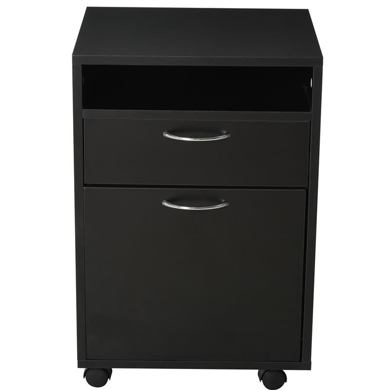 CASSETTIERA PORTADOCUMENTI DA UFFICIO CON RUOTE E 2 CASSETTI IN LEGNO NERO