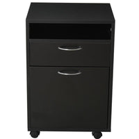 CASSETTIERA PORTADOCUMENTI DA UFFICIO CON RUOTE E 2 CASSETTI IN LEGNO NERO
