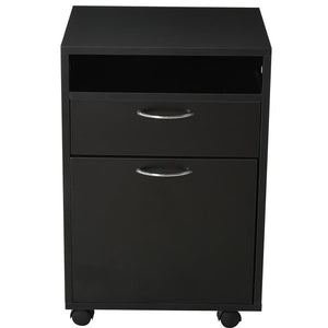 CASSETTIERA PORTADOCUMENTI DA UFFICIO CON RUOTE E 2 CASSETTI IN LEGNO NERO