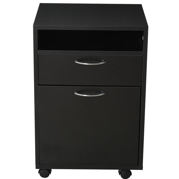 CASSETTIERA PORTADOCUMENTI DA UFFICIO CON RUOTE E 2 CASSETTI IN LEGNO NERO