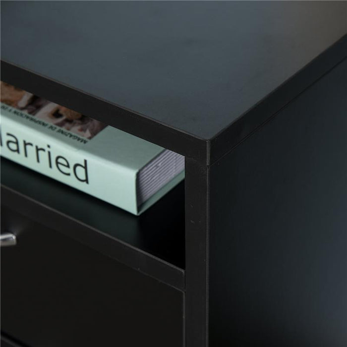 CASSETTIERA PORTADOCUMENTI DA UFFICIO CON RUOTE E 2 CASSETTI IN LEGNO NERO