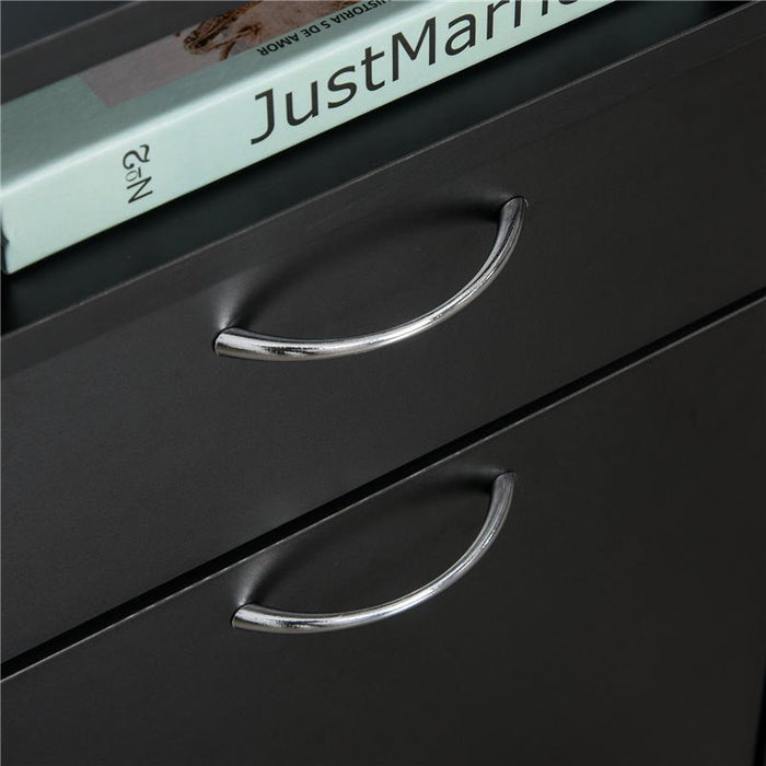 CASSETTIERA PORTADOCUMENTI DA UFFICIO CON RUOTE E 2 CASSETTI IN LEGNO NERO