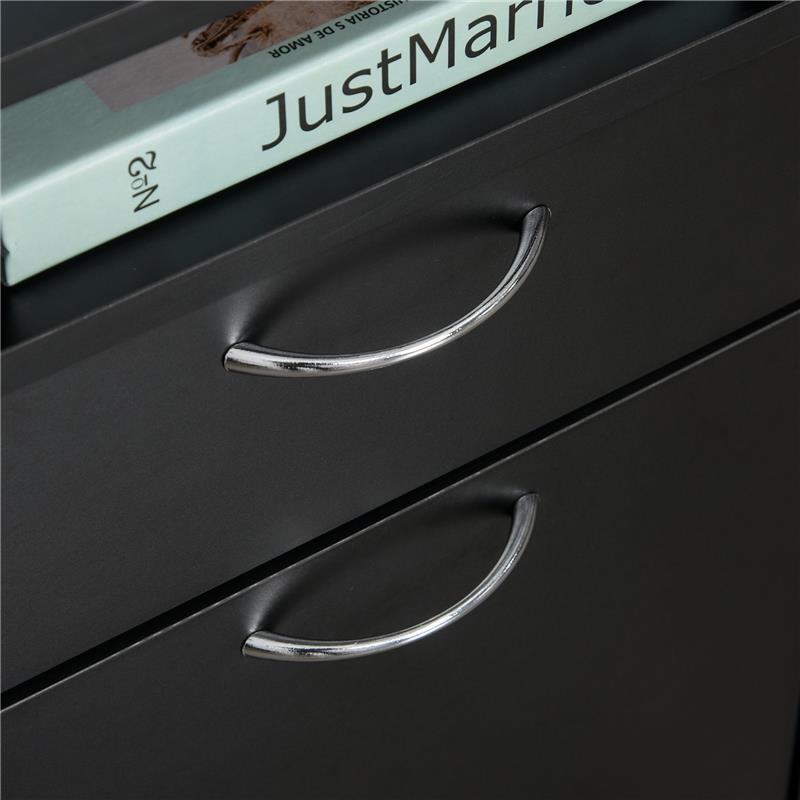 CASSETTIERA PORTADOCUMENTI DA UFFICIO CON RUOTE E 2 CASSETTI IN LEGNO NERO