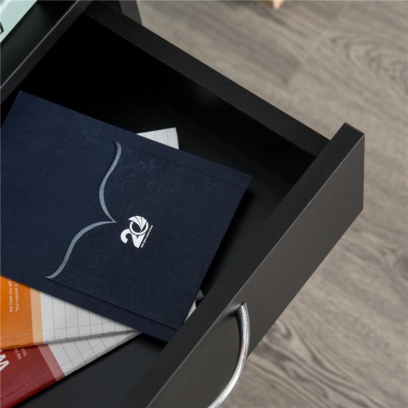 CASSETTIERA PORTADOCUMENTI DA UFFICIO CON RUOTE E 2 CASSETTI IN LEGNO NERO