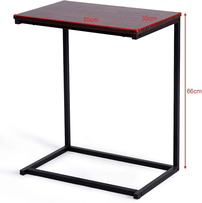 Tavolino Porta PC Laptop, Tavolo da caffè in Legno e Metallo, Ideale per Soggiorno, Balcone, Studio e Giardino, 55 x 35 x 65 cm (Noce)