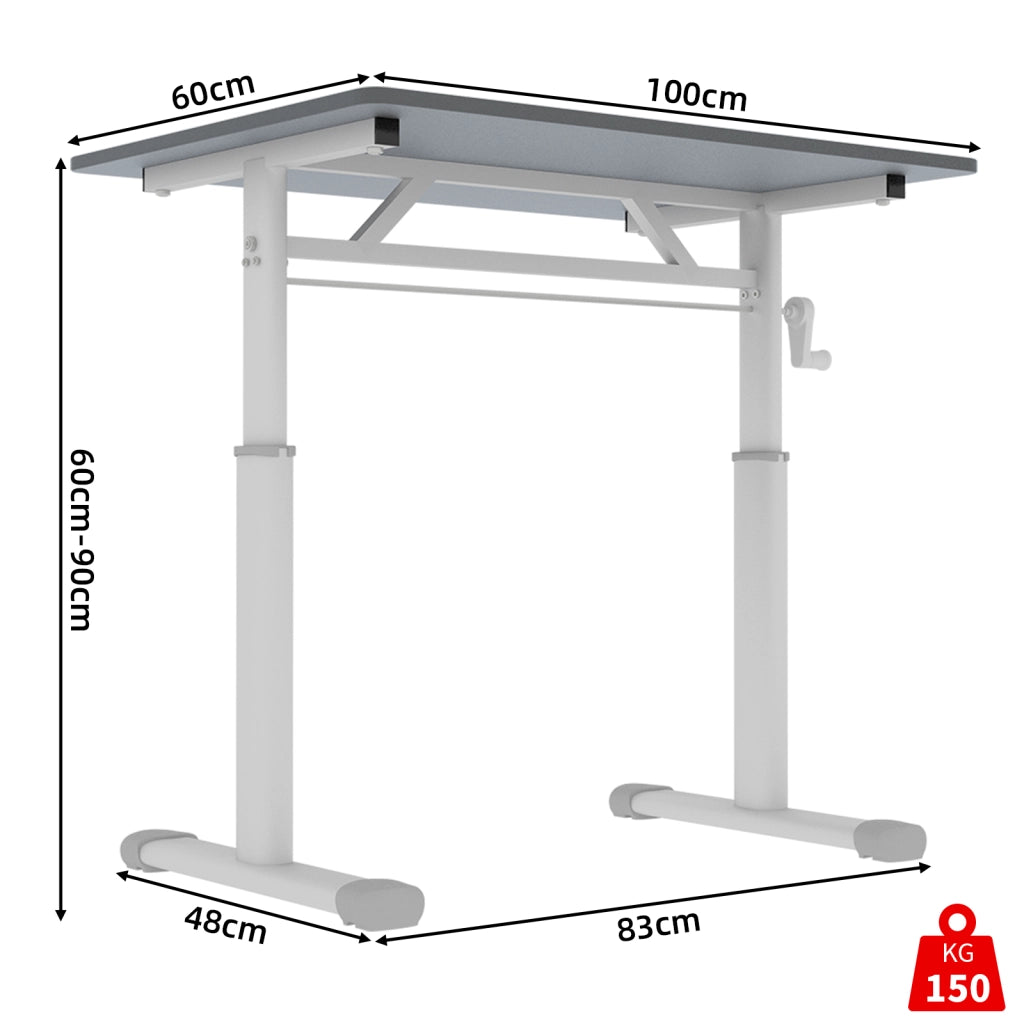 SCRIVANIA Regolabile in altezza 108x66 cm Grigio Metallo e Legno
