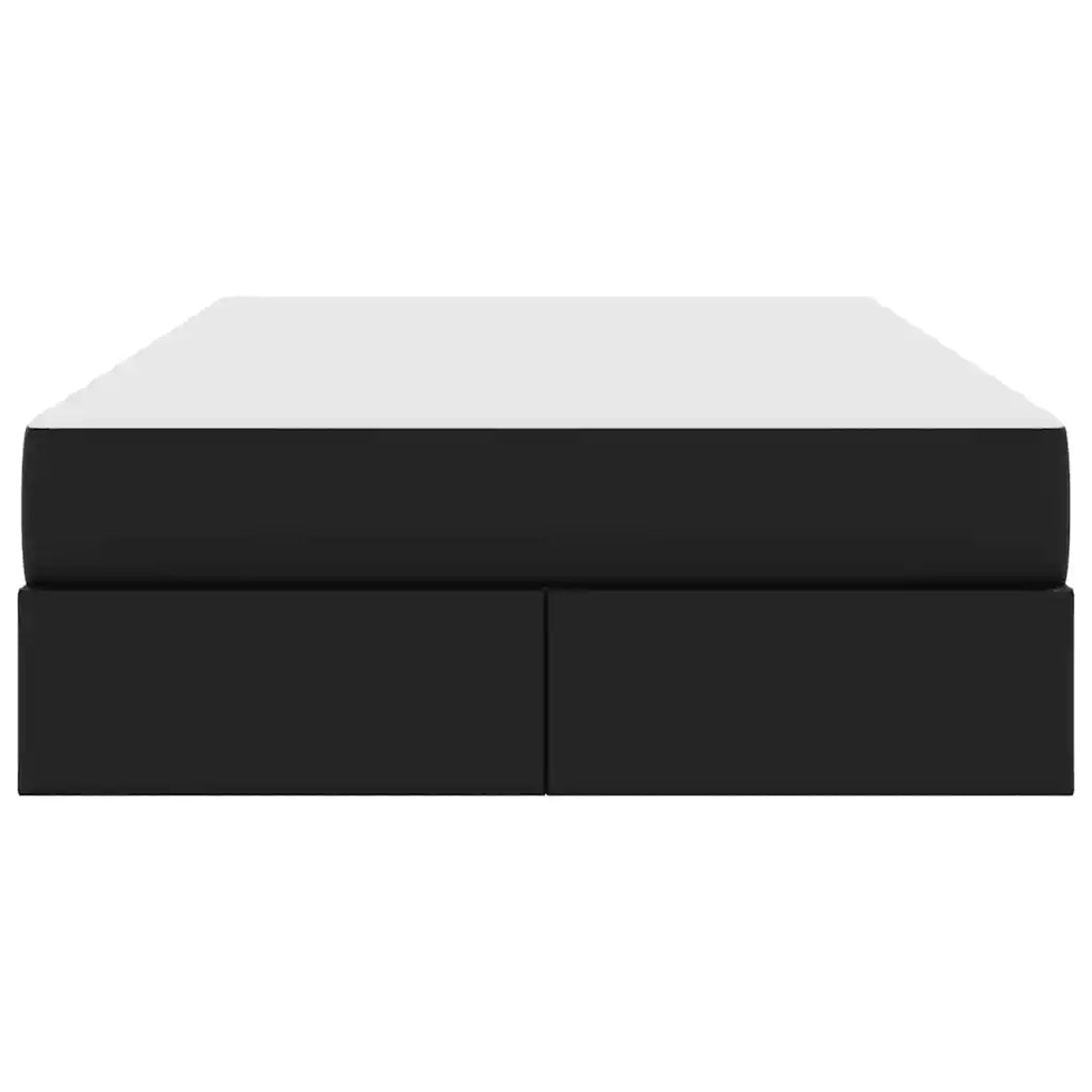 Letto con contenitore e materasso 2 pcs Nero Pelle