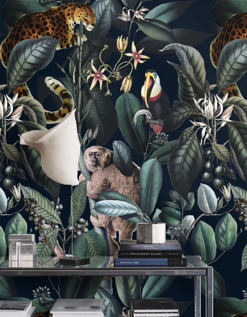 Carta da Parati Giungla Botanica Carta Vegana 250x200cm 5,5mq 