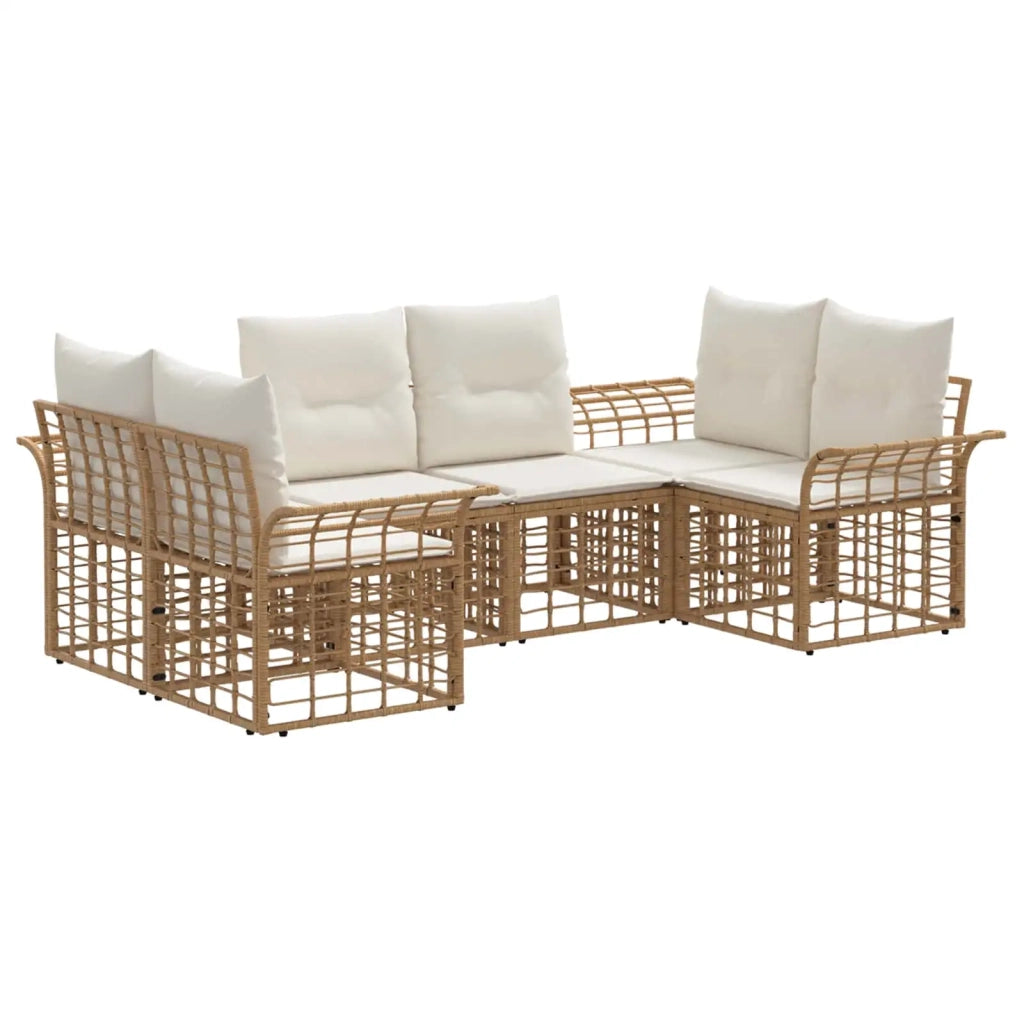 Set di divani da esterno 6 pcs Naturale e Bianco Crema