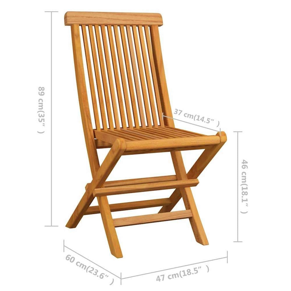 Folding Garden Chairs, Set Of 6, Made Of Solid Teak Wood