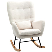 SEDIA A DONDOLO con braccioli 69x92x100 cm Tessuto Teddy Crema