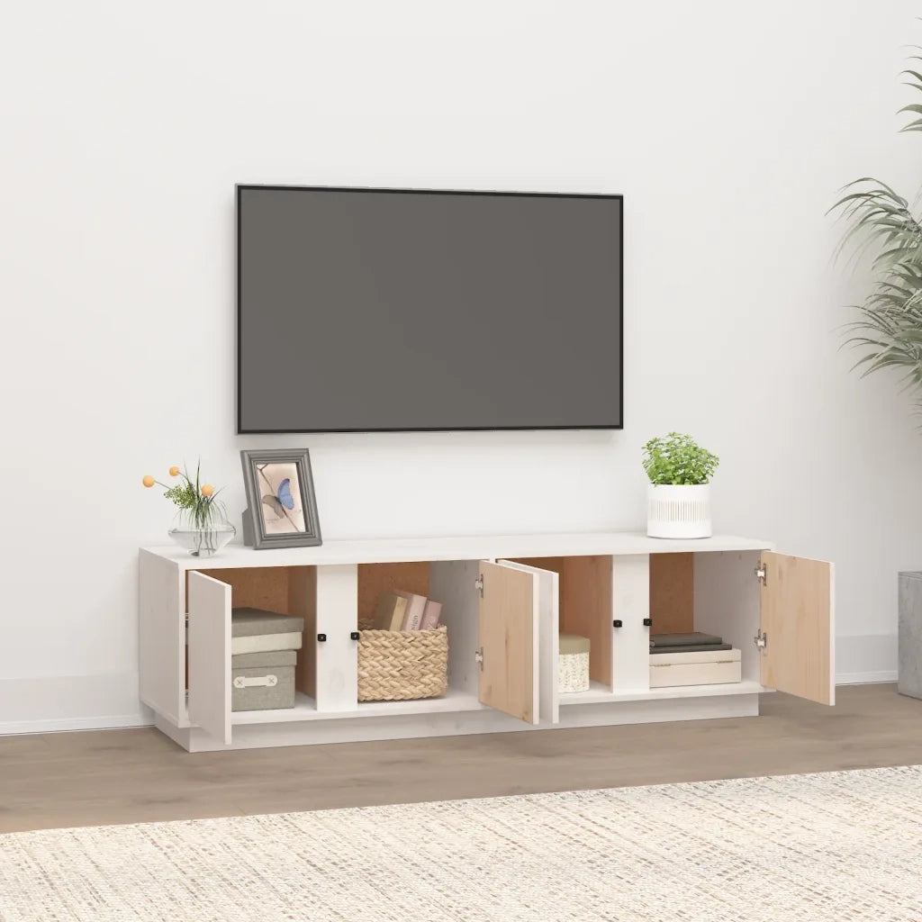 Mobile TV | Armadietto TV | Mobile Porta TV Bianco 140x40x40 cm in Legno Massello di Pino