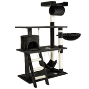 Tiragraffi albero per gatti cuccia per gatti peluche nero 141 cm 08_0000514