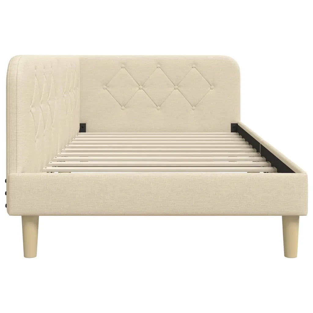 Cornice del letto ad angolo Crema 90 x 200 cm Tessuto