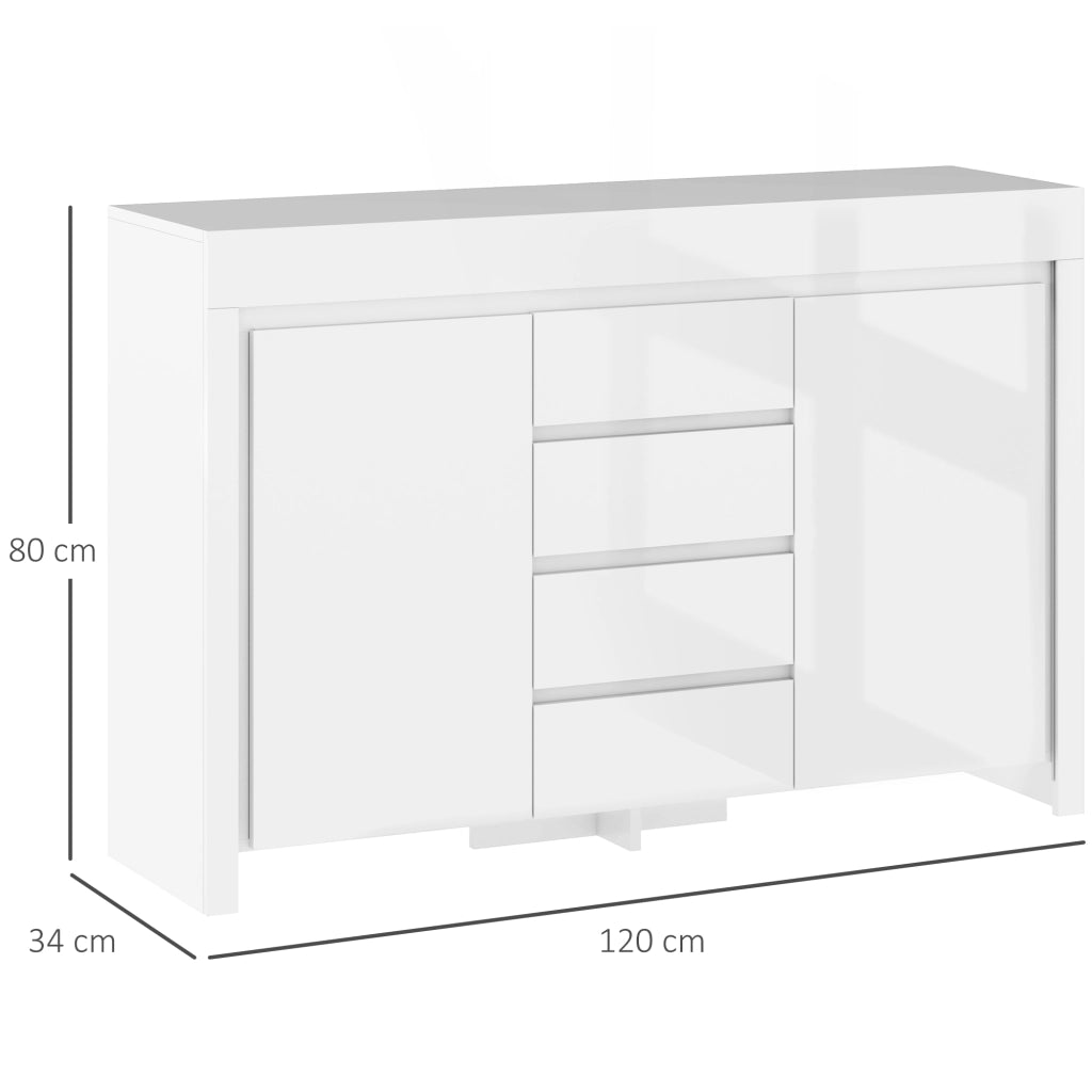 Buffet con cassetti e ante ¨C zephmum ¨C 120x34x80 cm bianco lucido