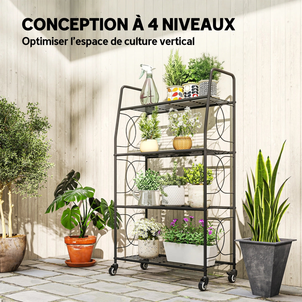 Libreria a 4 Ripiani in Metallo con Ruote ¨C Zephmum ¨C 67x29x114 cm Nero