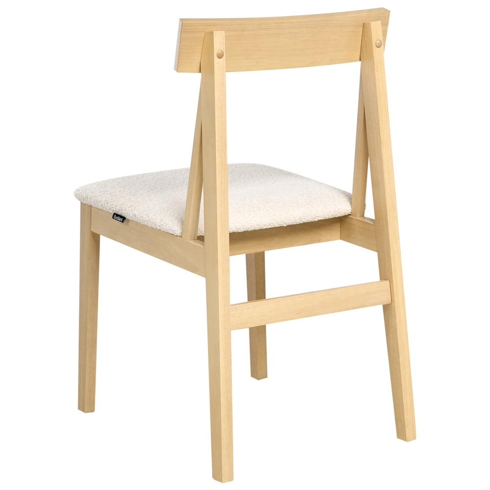 Set di 2 sedie da pranzo Struttura in legno di gomma chiaro Seduta in bouclé beige Design retrò senza braccioli