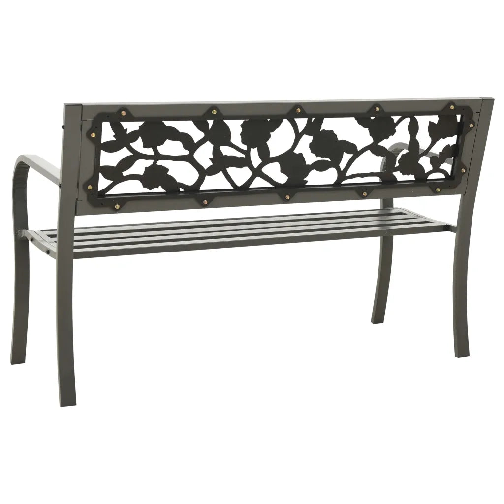 Panchina da Giardino 125 cm in Acciaio Grigia 312038