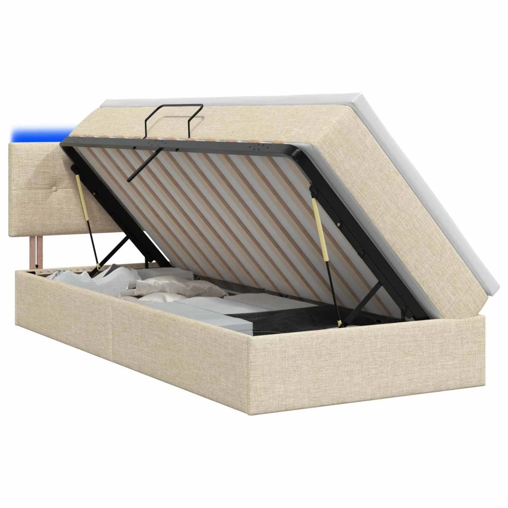 Letto con contenitore LED e materasso Crema 100 x 200 cm 3459046
