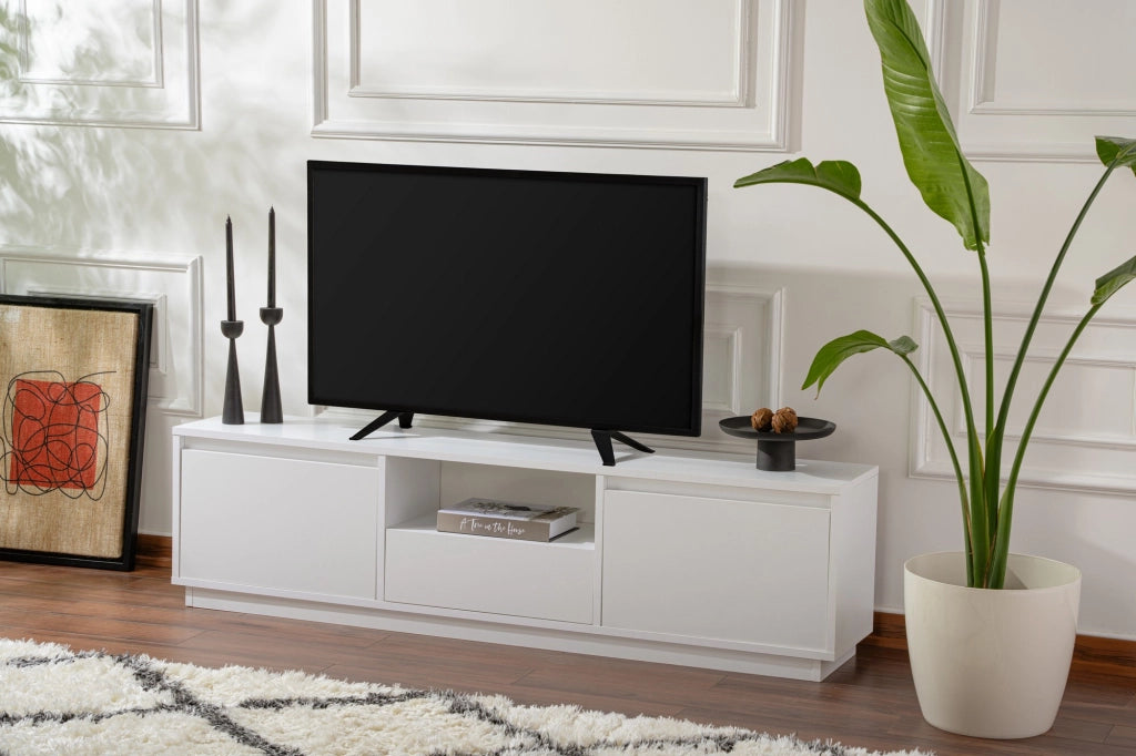 Mobile TV Vanguard in legno - 160 x 29 x 42 cm - Bianco naturale