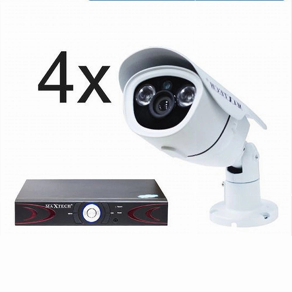 Trade Shop - Telecamere 4 Canali Videosorveglianza Smartphone App Gratis Full Hd Maxtech Poe-c001 -