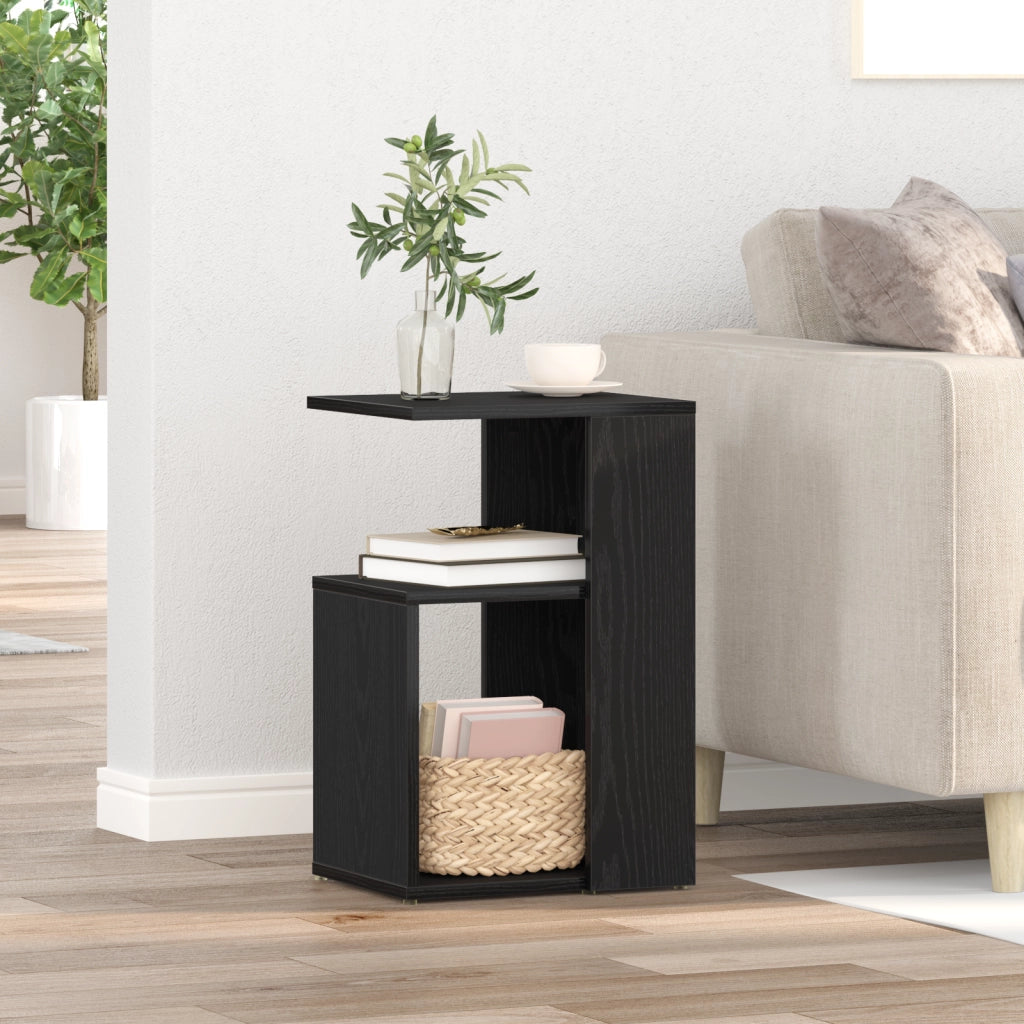 Tavolino  Nero Rovere 36x30x56 cm Legno ingegnerizzato