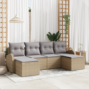 Set di divano da giardino  a 6 pezzi con cuscini Beige Rattan in poliestere