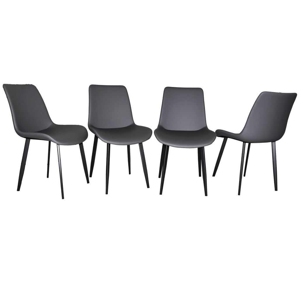 SEDIA da pranzo ergonomica in PU grigio, gambe in acciaio al carbonio, Set da 4 pezzi