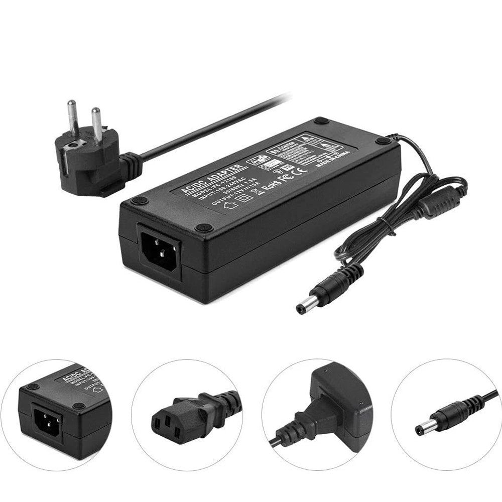 Trade Shop - Alimentatore Trasformatore Stabilizzato Da 12v 5a Per Led Telecamere Spina Shuko -