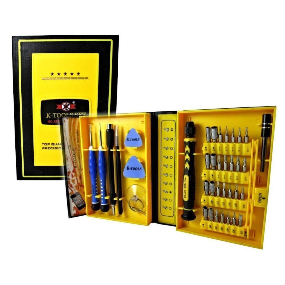 Trade Shop - Kit Riparazione Cacciavite Attrezzi Punte Tools Cellulari Smarthphone Set 38pz -
